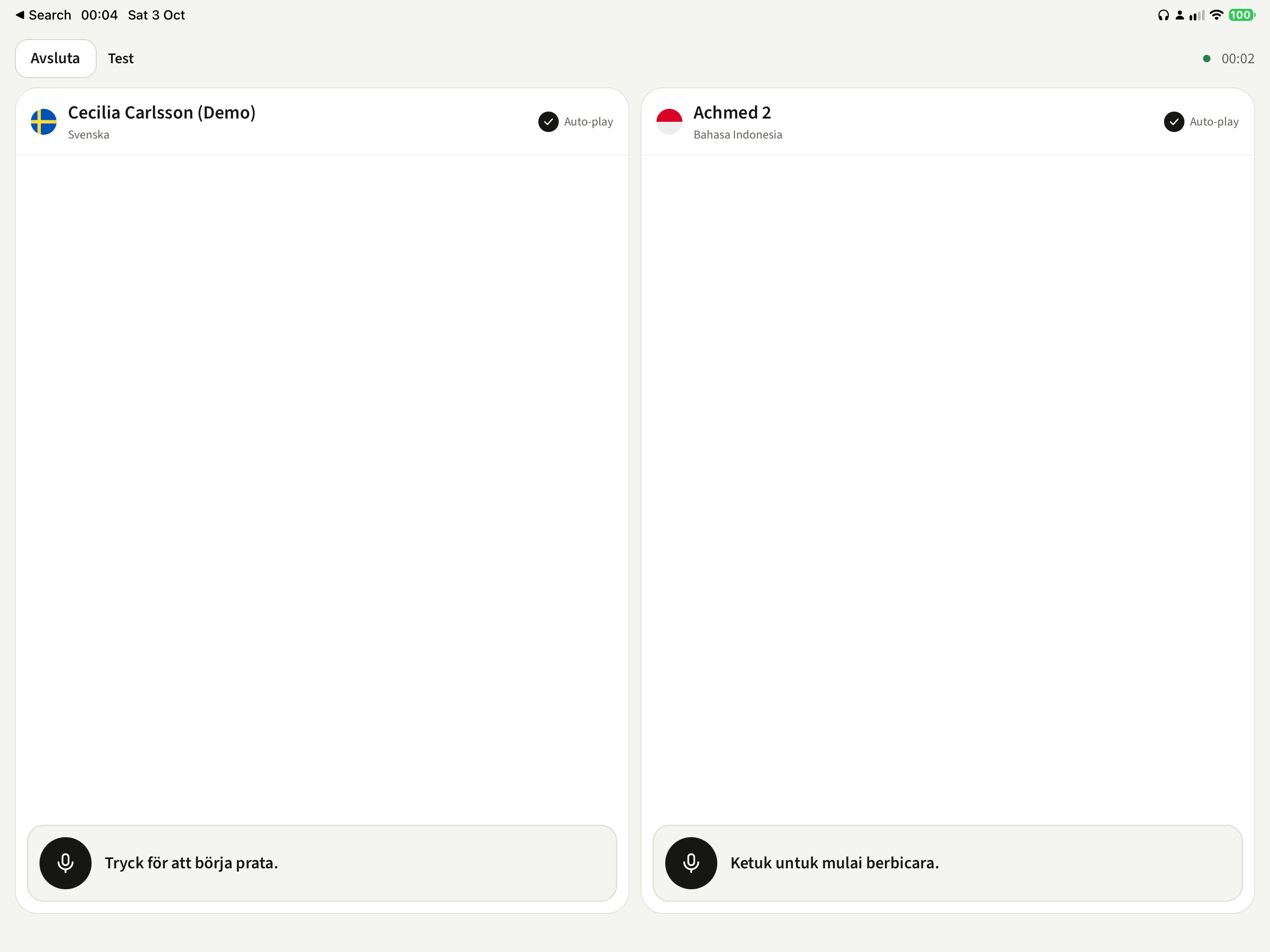 Tolkster Journal iPad — aktivt möte
